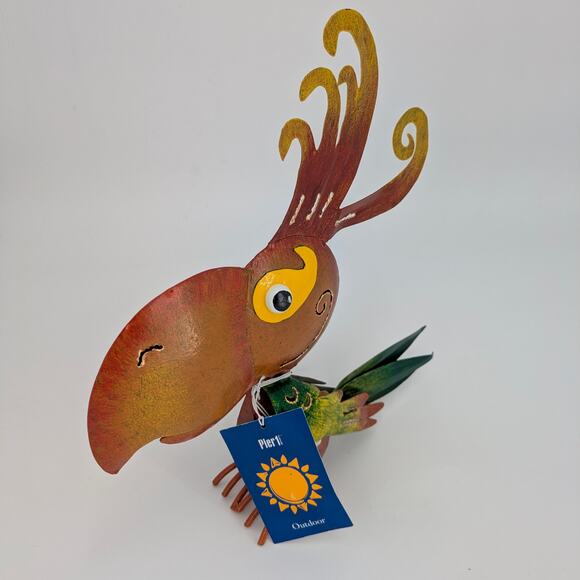 Garden Bird Metal Sculpture Pier 1 Parrot Cockatoo Decor Wacky Whimsical Art 12" - Picture 5 of 9